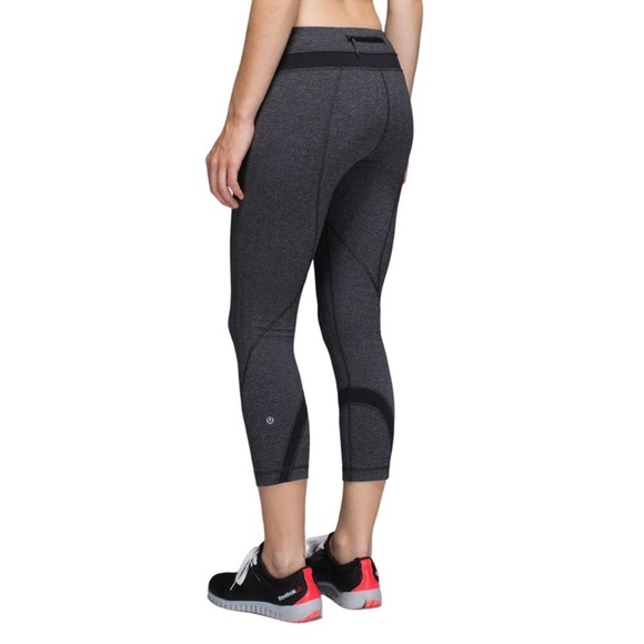 lululemon athletica Pants - Lululemon Run Inspire Crop II All Luxtreme Giant Herringbone Black Heathered 4